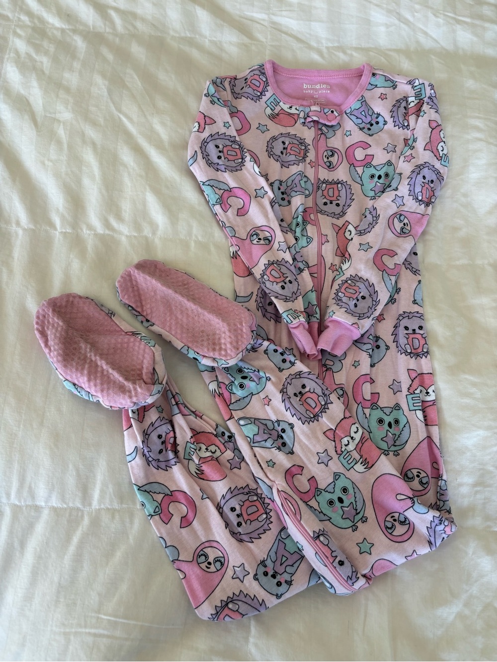 Bundles Baby Place Girls 4T Footed Zip Sleeper One Piece Long Sleeve Pajamas